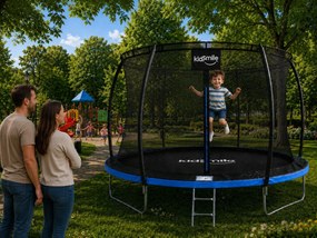 TRENDIE Trampolína s vnútornou sieťou 312 cm modrá + rebrík