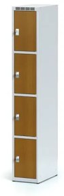 Alfa 3 Šatníková skrinka s úložnými boxami, 4 boxy 300 mm, laminované dvere čerešňa, cylindrický zámok