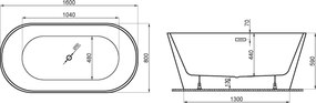 Polimat Akrylátová voľne stojaca vaňa Uzo 160x80 POLIMAT-Rozmery: 160x80, POLIMAT-Farba vane: Biela / čierna mat