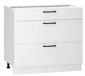 Kuchynská skrinka Denis D90PC S/3 biely satén mat/biela