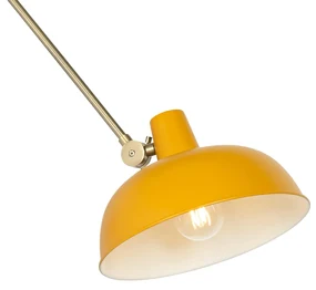 Retro nástenná lampa žltá s bronzom - Milou