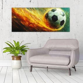 Obraz - Futbalová lopta v lete (120x50 cm)