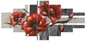 Gario Ručne maľovaný obraz Vírivé maky - 7 dielny Rozmery: 210 x 100 cm
