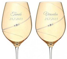 Svadobné poháre na biele víno Silhouette City Amber s kryštálmi Swarovski 360 ml 2KS