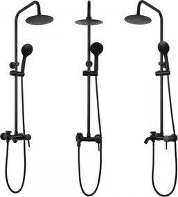 Erga Mutabi, sprchový set s batériou, hlavovou sprchou 20 × 20 cm a výtokom, čierna matná, ERG-YKA-BP.MUTABI-20-BLK