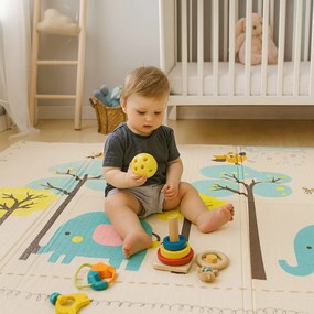 Detská penová podložka 200x150 cm vzdelávacia obojstranná skladacia rastová abeceda ECOTOYS