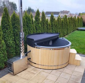 Drevená záhradná vaňa Džakuzi spa ruská baňa vyhrievaná hydromasáž 225