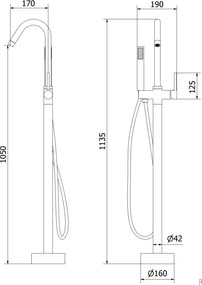 Mexen Gaja voľnostojaca vaňová batéria, čierna, 75333-70