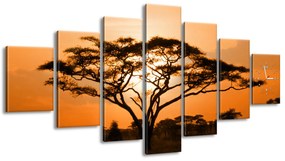 Gario Obraz s hodinami Nádherná africká krajina - 7 dielny Rozmery: 210 x 100 cm