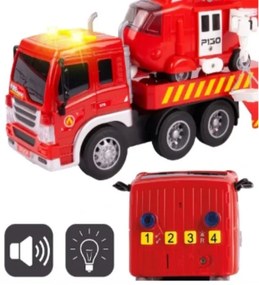 Hasičský transportér s helikoptérou a autom