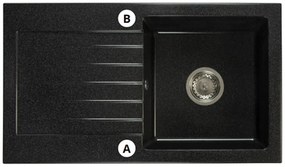 Kuchynský drez Lemmion (čierna) (s 2 otvormi pre batériu) (L). Vlastná spoľahlivá doprava až k Vám domov. 1066267