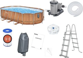 Bazén Bestway s rámom 610x366x122, 10 v 1, rebrík s pumpou + LED 56719
