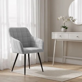 Sada dvoch jedálenských stoličiek LUXANO zamatové, sivé / čierne nohy (2 ks)