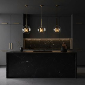 Toolight - závesná sklenená lampa APP555-1CP 25cm, zlatá, OSW-08748
