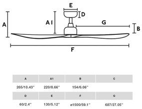 FARO 34361WT - Stropný ventilátor OUTWOOD L hnedý/biely priemer 150 cm WT IP44 + diaľkové ovládanie