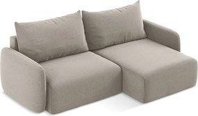 Taupe zamatová rozkladacia/s úložným priestorom rohová pohovka (pravý roh/s leňoškou) Kalena – Makamii