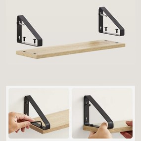 Vasagle Nástenné konzolové police ABBY, 3ks, 30/35/40x12cm, čierna/bledá hnedá