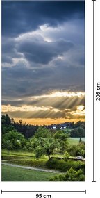 Fototapeta na dvere - Krajina s lúčmi (95x205cm)