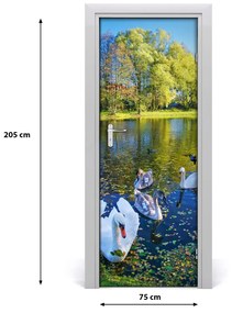 Samolepiace fototapety na dvere Labute na jazere 75x205 cm
