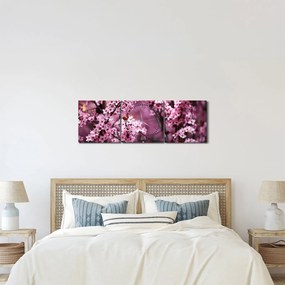 Obraz - Ružová sakura (s hodinami) (90x30 cm)