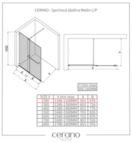 CERANO - Sprchová zástena Medin L/P - chróm, transparentné sklo - 120x195 cm - dvojdielna posuvná, CER-CER-477988