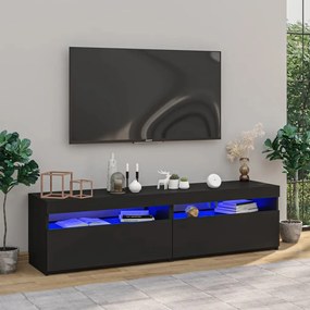 TV skrinky 2 ks s LED svetlami čierne 75x35x40 cm