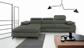 Rohová sedacia súprava Scala, olivovo zelená látka, ľavý roh