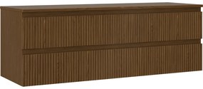 Mexen Rivel, kúpeľňová skrinka pod umývadlo 140 cm s hornou doskou, 2 zásuvky, drážkovaná, orech, 91A20-14047-2-BFFC86