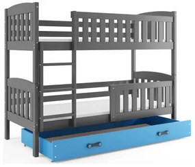 Detská poschodová posteľ KUBUS s úložným priestorom 80x190 cm - grafit Modrá