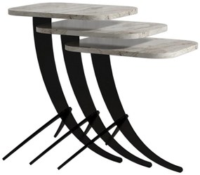 Odkladací stolík Pion White Marble, 3 ks