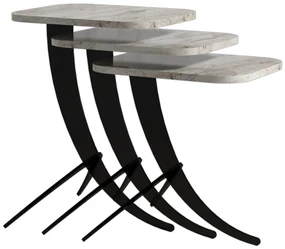 Odkladací stolík Pion White Marble, 3 ks