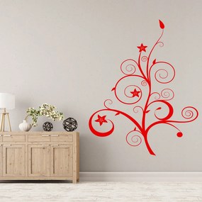 Veselá Stena Samolepka Rastlina s kvetmi Farba: červená, Veľkosť: 60 x 48 cm