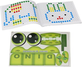 LEAN Toys Edukačná magnetická tabuľka s dinosaurami a puzzle, zelená