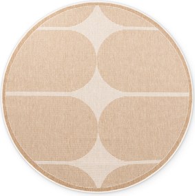NORTHRUGS, Kusový koberec Duet Bowen 106245 Beige/White kruh - na von aj na doma, 160x160 (priemer) kruh, béžová, chodba / predsieň