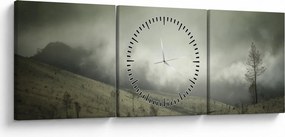Obraz krajiny pred búrku (s hodinami) (90x30 cm)