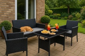 ZÁHRADNÝ SET MURIEL ČIERNY POHOVKA + 2 x KRESLO + STÔL