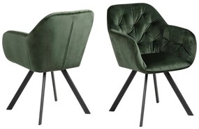 Zelené čalúnené jedálenské kreslo s podrúčkami Lola – Actona