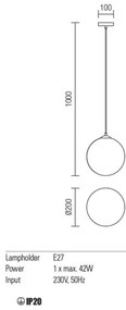 Redo 01-1064 - Luster na lanku OLA 1xE27/42W/230V