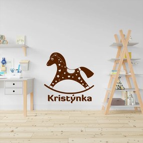 Veselá Stena Samolepka Hojdací koník s menom Farba: hnědá, Veľkosť: 60 x 60 cm
