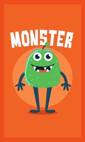 Detský bavlnený uterák KIDS Monster 30x50 cm oranžový