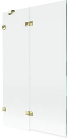 Mexen Lunar, 2-krídlová vaňová zástena ľavá 110 x 150 cm, číre sklo, zlatá lesklá, 897-110-100-50-00-L