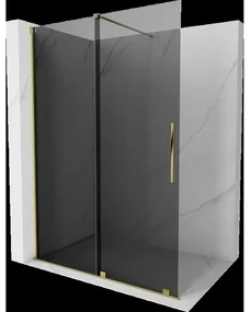 Mexen Velar posuvná sprchová stena Walk-in 130 x 200 cm, grafit 8 mm, zlatá - 871-130-000-43-50