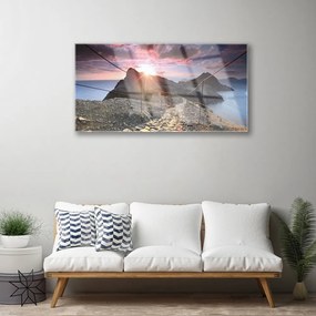 Skleneny obraz Hory chodník útes západ 120x60 cm