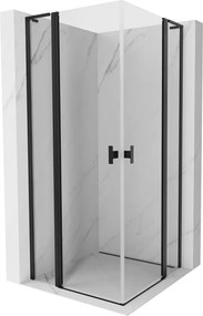 Mexen, Mexen Mist L Duo výklopný sprchový kút 115 x 115 cm, priehľadný, čierny - 8A4L-115-115-70-00