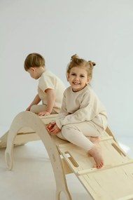 Lezecká súprava 3v1 stredná – hojdačka, šmykľavka a lezecká stena Biela