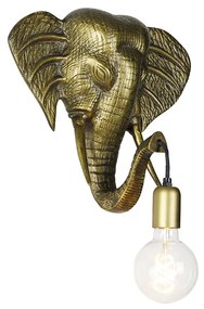 Vintage nástenná lampa zlatá - Zviera Slon