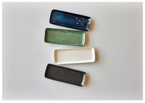 Čierno-modrá kameninová servírovacia tácka Bitz, 38 x 14 cm