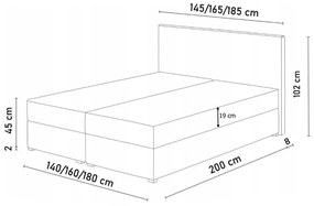 Čalúnená posteľ boxspring LEMON, 180x200, itaka 14/modrá