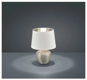 Biela stolová lampa z keramiky a tkaniny Trio Luxor, výška 26 cm