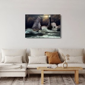 Obraz - Loď plávajúca cez búrlivé vlny (90x60 cm)